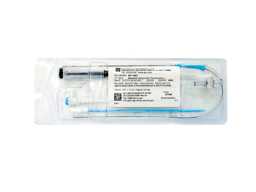[20229-0] 8F peelable hemostatic introducer, with needle and syringe