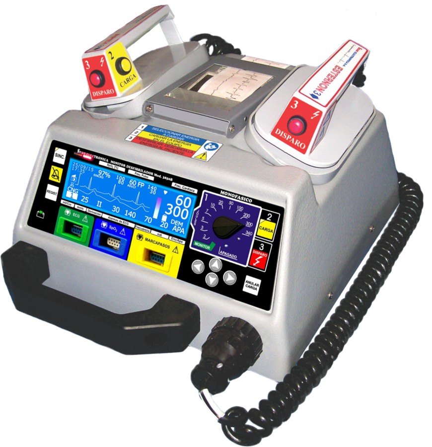 Defibrillator Monitor 3850B Biphasic for simulation, Feas Electrónica